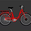 Stylish Red City Bicycle With Black Seat Silver Handlebars And Rear Rack On Dark Background
