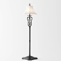 Simple Floor Lamp With White Lampshade And Black Decorative Lamp Pole