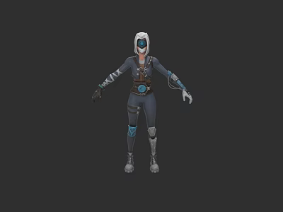 Futuristic Game and Movie Character 3D Model in Blue Gray Armored Outfit with Helmet 3d model