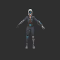 Futuristic Game and Movie Character 3D Model in Blue Gray Armored Outfit with Helmet