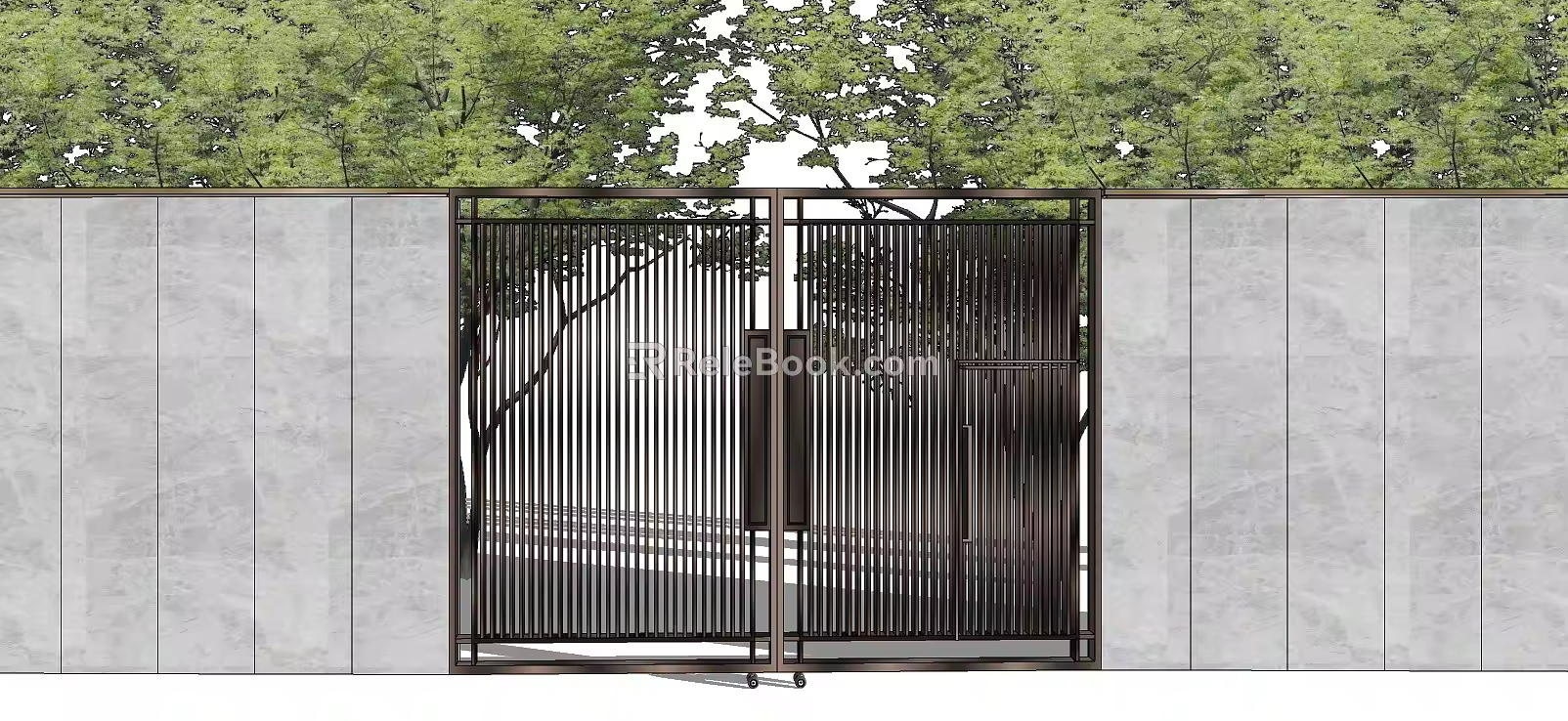 New Chinese style gate wall 3d model