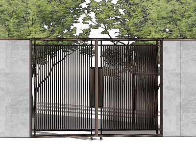 New Chinese style gate wall model