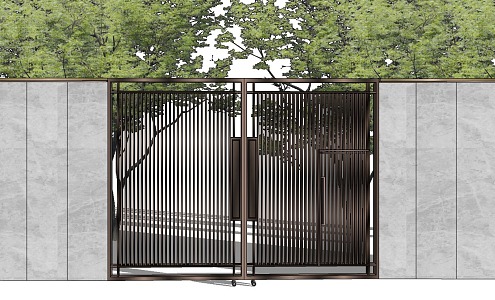 New Chinese style gate wall 3d model