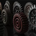 Hardware Tools Featuring Various Colored Gears In Different Sizes And Industrial Design 3d model