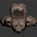 Rugged Horned Stone Game Movie Character With Bulky Rock Like Limbs And Body
