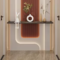 Simple Cream Style Arc Shape Hermes Orange Marble Corridor End View 3d model