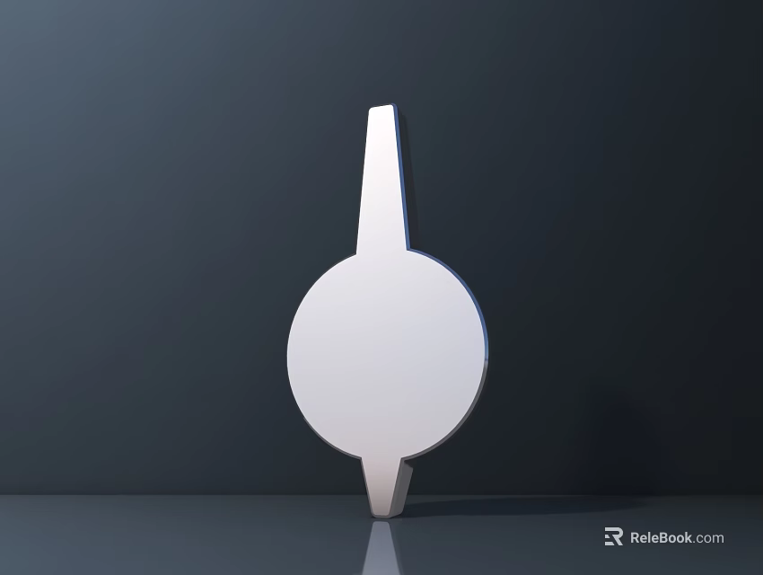 White Round Head Long Handle Hardware Hand Tool On Dark Surface 3d model 