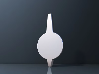 White Round Head Long Handle Hardware Hand Tool On Dark Surface 3d model