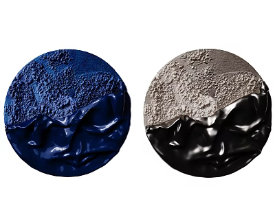 Modern Textured Round Wall Decor with Blue and Black Gray Fluid Design 3d model