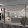 Modern Clothing Store Interior With Metal Display Racks And White Shelving Units
