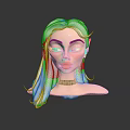 Fantasy Female Character With Long White Hair And Green Eyes