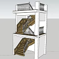 Modern Open Straight and Platform Staircase Designs for Interior Architectural Spaces 3d model