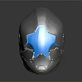Futuristic Helmet Design With Silver Exterior Blue Visor And Detailed Patterns