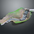 Scenic Natural Landscape With Green Grassland Winding Water And Terrain Features