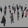 Diverse group of people with various clothing styles standing in white background for design