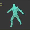 Black Suited Masked Warrior In Action Pose Holding Silver Knife 3D Character Model