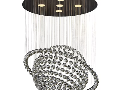 Unique Shaped Crystal Chandelier With Hanging Strings And Decorative Sphere Design 3d model