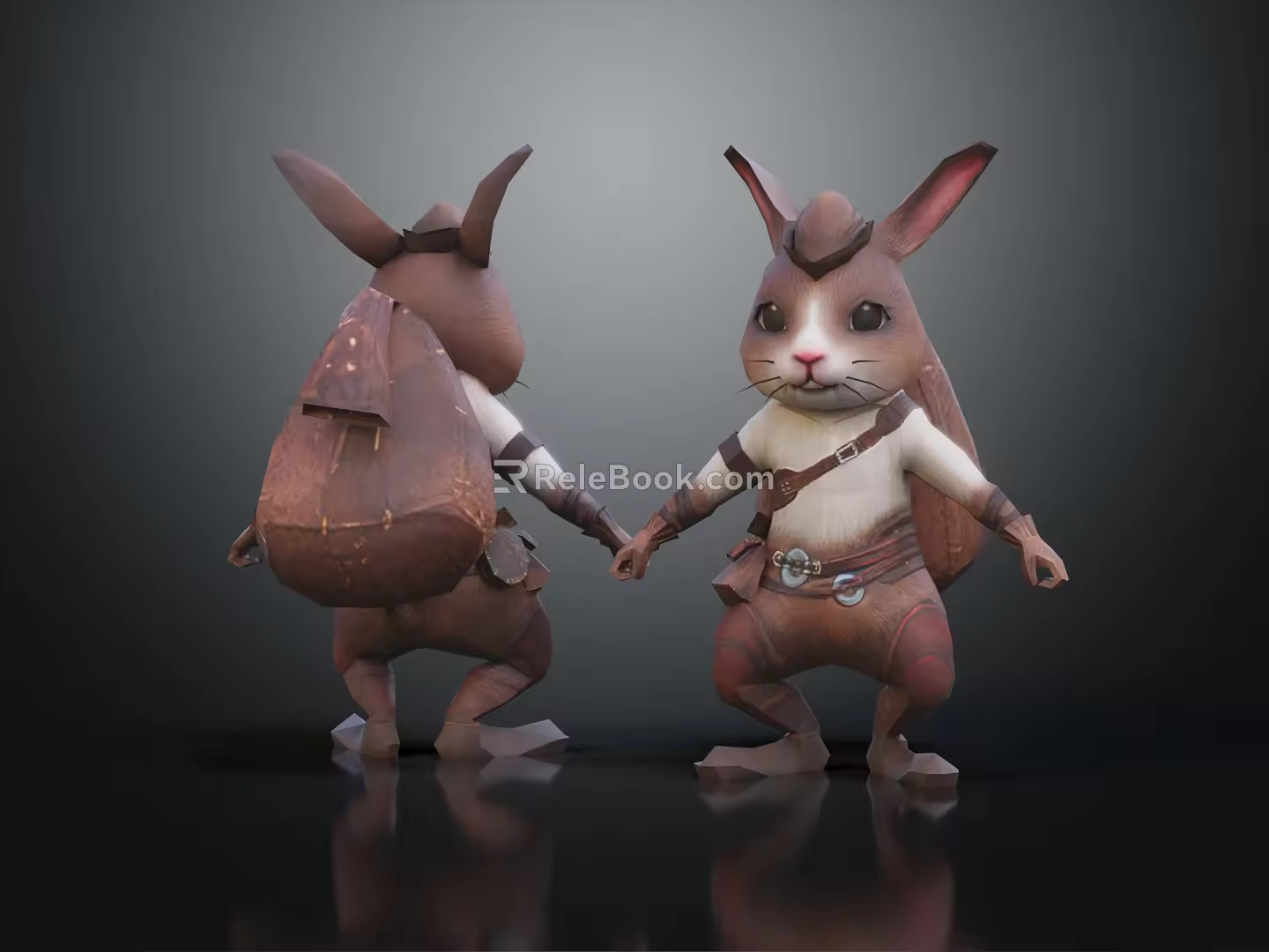 Modern game character rabbit travel rabbit 3d model