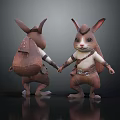 Modern game character rabbit travel rabbit 3d model