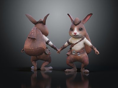 Modern game character rabbit travel rabbit 3d model