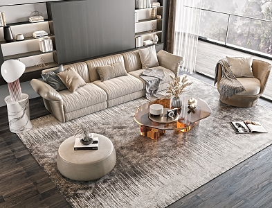 Modern sofa coffee table combination 3d model