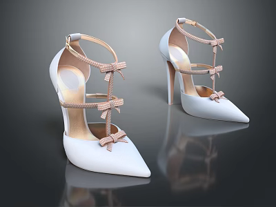 Modern High Heels Peep Shoes Women Leather Shoes Sandals 3d model