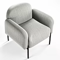 Modern Light Gray Accent Chair with Curved Armrests and Black Metal Legs