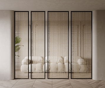 Braided fabric partition screen hemp rope partition braided fabric partition 3d model