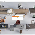 Modern Desk Designs With Wooden Metal Tables Comfortable Chairs Stools And Tabletop Items