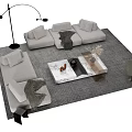 Modern Sofa Coffee Table Set With Area Rug Floor Lamp And Throw Pillows 3d model