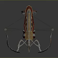 Red And Gold Ornate Crossbow Weapon With Metallic Decorative Mechanical Design