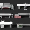 Commercial Entrance Gates with Modern Structures for Market Centre Shopping Areas and Branded Signage Elements
