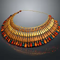 Multi layered Gold Chain Necklace With Colorful Orange Red Green Shiny Gemstones Design