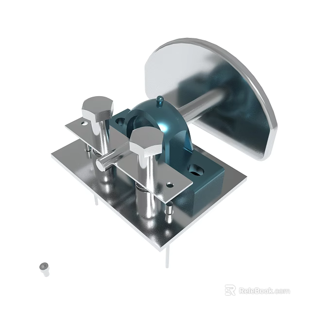 Stainless Steel Mechanical Component With Knobs Circular Cover And Metal Base 3d model 