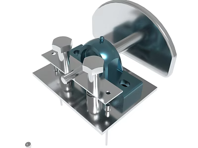 Stainless Steel Mechanical Component With Knobs Circular Cover And Metal Base 3d model