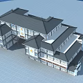 Traditional Ancient Chinese Architecture With Multiple Tile Roofs And Courtyard Layout Design 3d model