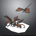 Two Fantasy Dragons With Red Wings On White 3D Model Base 3d model