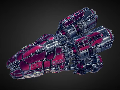 Futuristic Red And Silver Spaceship With Detailed Mechanical Design For Space Exploration 3d model