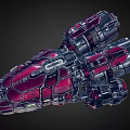 Futuristic Red And Silver Spaceship With Detailed Mechanical Design For Space Exploration