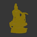 Exquisite Wooden Guanyin Statue With Seated Posture And Carved Lotus Base Details