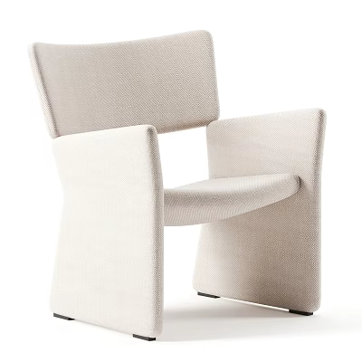 Beige Upholstered Single Chair With Modern Sleek Design And Comfortable Armrests 3d model