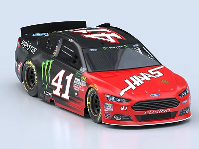 Red Ford Fusion Race Car With 41 Number And Haas Logos 3d model