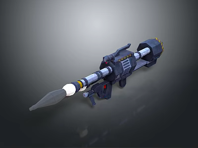 3D Model Rocket Launcher Weapon with Black White Body and Yellow Accents 3d model