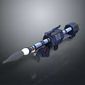 3D Model Rocket Launcher Weapon with Black White Body and Yellow Accents