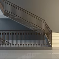 Elegant Modern Staircase Interior With Marble Treads Metal Railings And White Steps