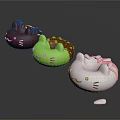 Cute Cat Shaped Food Snacks With Brown Green White Colors And Decorative Sprinkles