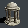 Ancient Stone Dome Structure With Circular Base And Tall Ornate Columns Design Details 3d model