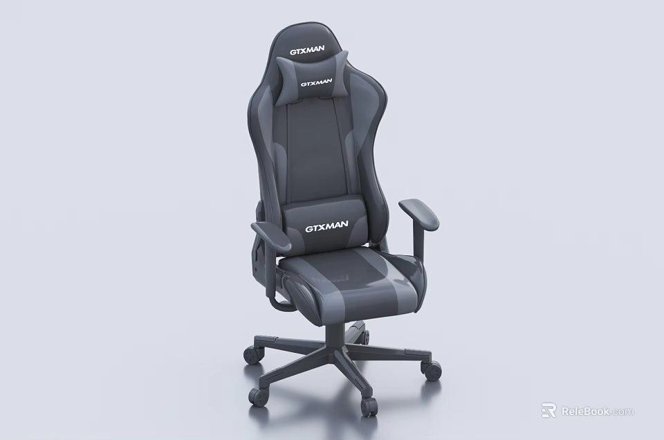 Ergonomic OSTANNA Gaming Chair Black Gray Adjustable Backrest Armrests And Wheels 3d model 