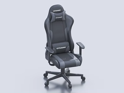 Ergonomic OSTANNA Gaming Chair Black Gray Adjustable Backrest Armrests And Wheels 3d model