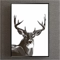 Geometric Deer Animal Painting In Black And White For Modern Home Wall Decor